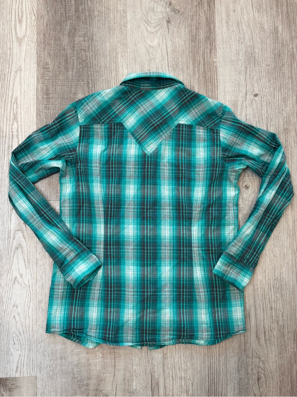Ariat R.E.A.L. Women's Teal Plaid Western Pearl Snap Shirt Size S 100% cotton - Picture 9 of 14